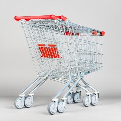 Technibilt Coated Wire Shopping Cart With Red Accents - 38 1/2L x 25 1/8W  x 39 7/8H