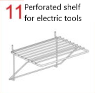 Perforated shelf for electric tools