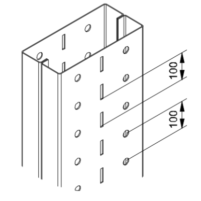 Perforation of the cantilever rack profile