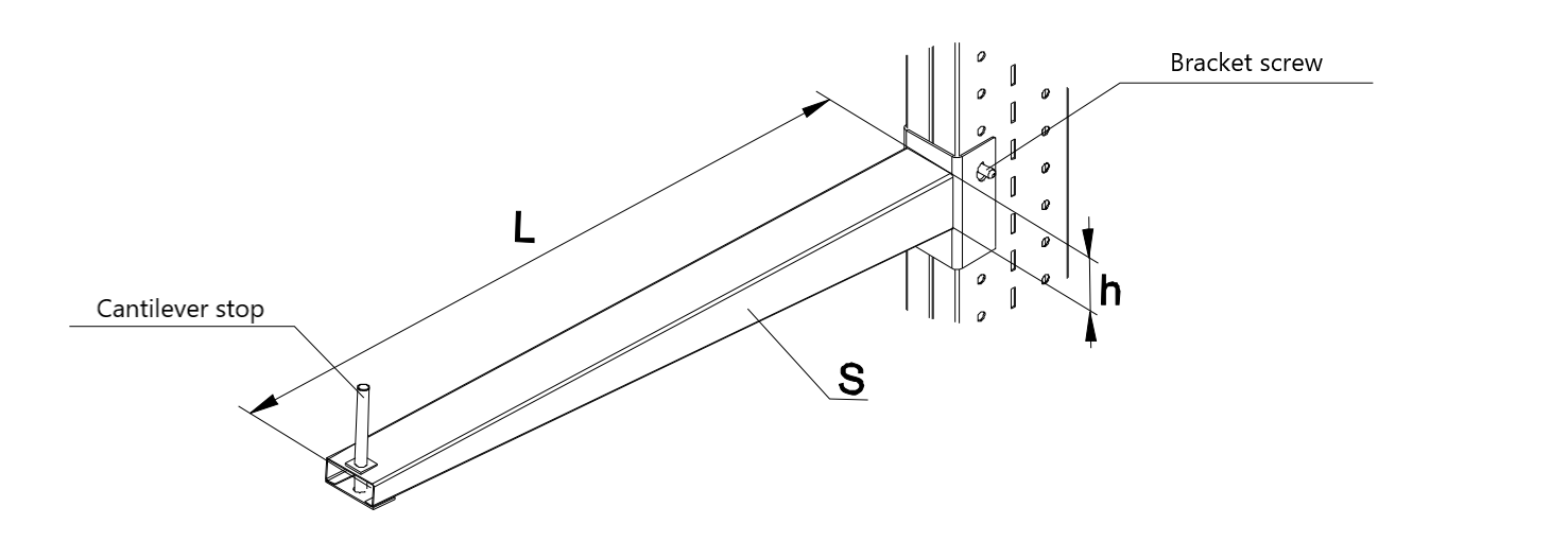 Schematics of cantilever rack bracket